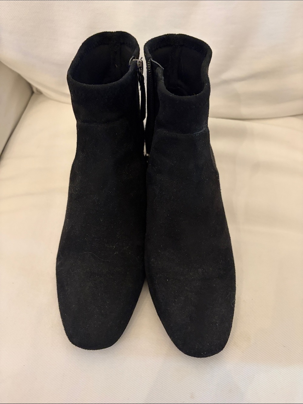 Nine West Black Suede Ankle Booties with Side Zipper